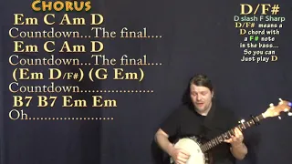 Final Countdown (Europe) Banjo Cover Lesson with Chords/Lyrics - Capo 2nd Fret