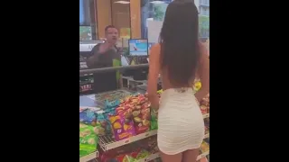 Hot Girl flashes her Boobs in public store