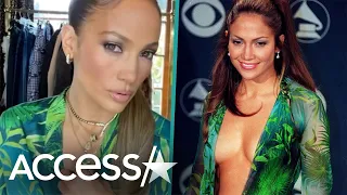 Jennifer Lopez Channels Iconic Versace Grammys Gown w/Robe