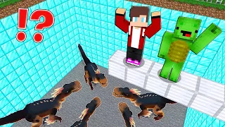 Mikey and JJ LOCKED UP In DINOSAUR Prison   Minecraft Maizen Mizen Mazien