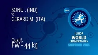 Qual. FW - 44 kg: . SONU (IND) df. M. GERARD (ITA), 11-7