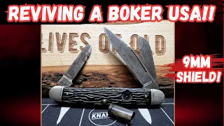 Reviving a BOKER USA Stockman With a 9MM Round Casing!