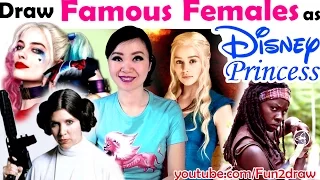 New art challenge: Drawing Top Female Characters as DISNEY PRINCESSES! | Mei Yu Reimagine Challenge