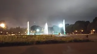 Gorky park fountain at night in Moscow Russia