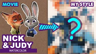 Drawing HUMAN VERSION of Judy Hopps & Nick Wilde from Zootopia - Huta Chan