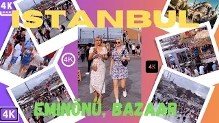 Istanbul Bazaar Around Eminonu (eminönü)| 4K Walking Tour | 13 September 2023