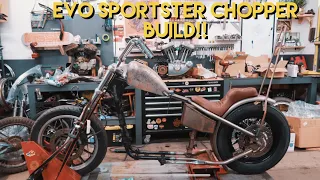 Throttle Addictions Sportster Hardtail install Evo Sportster Chopper Project Part 1
