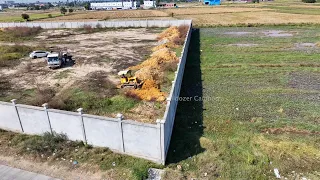 The first new project !! fill the fence with dozer KOMAT"SU D20P working fast and 5 ton trucks