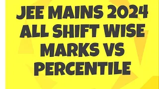 JEE MAINS APRIL 2024 MARKS VS PERCENTILE l ALL SHIFT WISE #jee#jeemains #nta #iit #iitjee #firstvlog