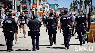 LAPD Foot Patrol Walks Beat at Venice Boardwalk, Ensuring Safety and Order