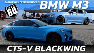 2023 Cadillac CT5 V Blackwing vs BMW M3 60mph Roll Start