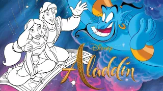 Colouring Princess Jasmine &Prince Ali on Magic Carpet Aladdin Coloring Pages