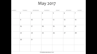 May 2017 Calendar Printable with Holidays Templates