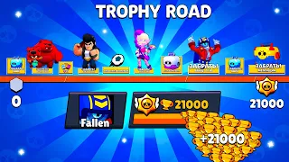 NONSTOP to 21000 TROPHIES Without Collecting TROPHY ROAD! Brawl Stars