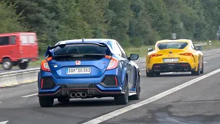 Cars Leaving Nurburgring Tankstelle - C8 Z06, Huracan STO, M140i, VAG, Supra, 458 Speciale, M5 Drift