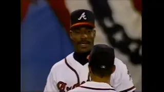 Kenny Lofton scores from 1st on a groundout (1995 World Series)