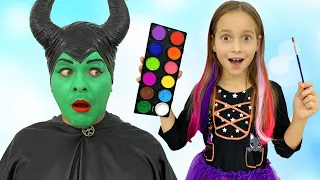 Sofia makes on Halloween Makeup and Costume for Dad