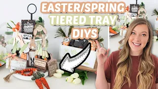 🥕13 Easter/Spring Tiered Tray DIYS & Ideas For 2023! (how to decorate a tiered tray for Spring!)