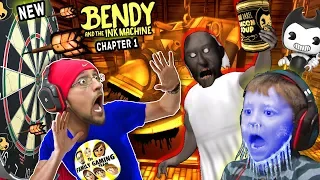 New BENDY & THE INK MACHINE Chapter 1 Update w/ FGTEEV Frozen Chase! GRANNY has DARTS! AHH!