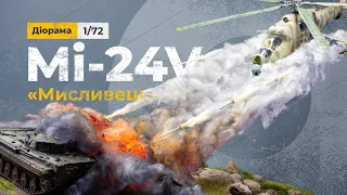 Explosion Diorama full build. Battle scene, Mi-24 shoots down BRM-1, діорама, 1/72