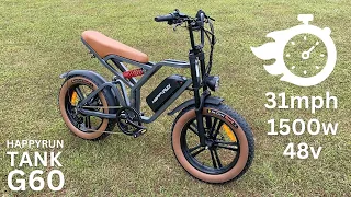 The SUV of E-Bikes - 31mph HappyRun Tank G60 |  1500w motor | Dual Suspension | Fat Tires | $1189