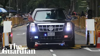 Motorcades take Donald Trump and Kim Jong-un to meeting