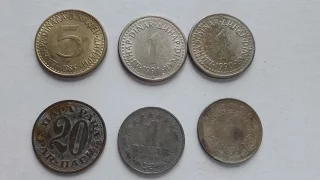 Югославия 20 пара 1 5 динар 1965 1991 набор монет 6 штук