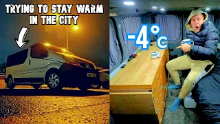 I'M BACK! FREEZING COLD WINTER City Stealth Camping In My Mini Camper Van