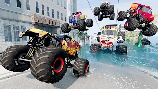 Monster Jam Insane Big vs Small Races and High Speed Jumps #3 | BeamNG Drive - Griff's Garage