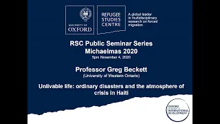 Ordinary disasters and the atmosphere of crisis in Haiti | Public Seminar Series Michaelmas Term 20