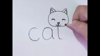 How to draw Cat from word cat / इंग्लिश के कैट अक्षर से बिल्ली बनाना सीखें