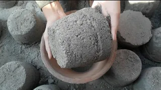 ASMR📣sandment📣Pot shapes crumbling in clay pot+on floor satisfaction overloaded/comparison how's it