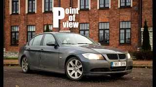 2005 BMW 330i E90 manual - vandalized winterbeater with a hydraulic handbrake [POV REVIEW]