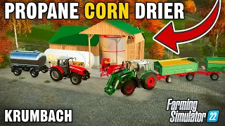 DRYING CORN IN THE PROPANE DRIER! | Krumbach | Farming Simulator 22 - Episode 3
