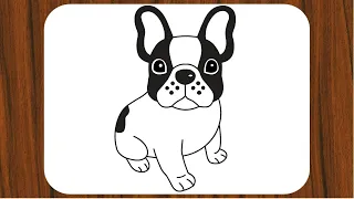 Easy How to Draw a French Bulldog Tutorial and French Bulldog Coloring