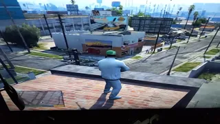 GTA 5 Franklin snipes out a Ballas gang member