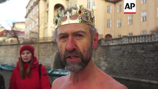 Swimmers in Epiphany dip in Prague