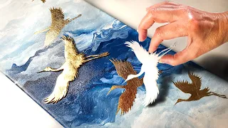 ELEGANT Art YOU can do at Home - DIY Cranes, EASY Techniques! | AB Creative Tutorial