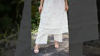 WHITE COTTON EMBROIDERY LACE KURTA PANT SET🤍🌸🤍🌸🤍🌸🤍🌸 (WOMEN X) | #kurti #cottonkurti #youtubeshorts