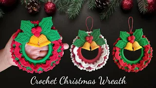 How to Crochet a Christmas Wreath || Crochet Christmas Ornaments