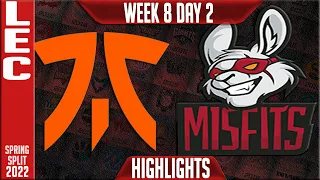 FNC vs MSF Highlights | LEC Spring 2022 W8D2 | Fnatic vs Misfits Gaming