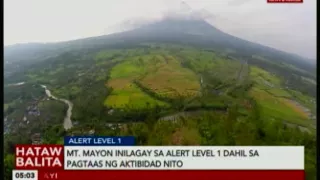 Mt. Mayon inilagay sa alert level 1 dahil sa pagtaas ng aktibidad nito