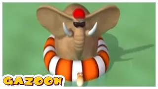 Газун: Слон в бассейне | Веселые мультфильмы для детей | Мультфильмы про животных