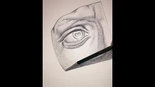 David Michaelangelo’s Eye drawing by charcoal and graphite + gouache / штриховка Давид Микеланджело