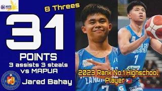 Jared Bahay 31 Pts, 3 Ast, 8 Threes vs Mapua Full Game Highlights | NBTC 2023