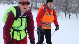 Sidestep and snowplough on hill