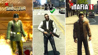 The Saboteur vs GTA 4 TBoGT vs MAFIA 2 TRIANGLE Comparison 2009 Physics #3