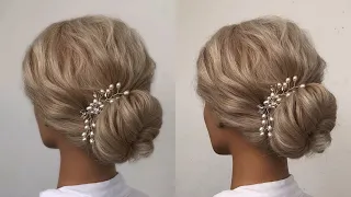 Причёска низкий пучок на все случаи жизни|Wedding hairstyle tutorial|Low messy bun|Bride's hairstyle