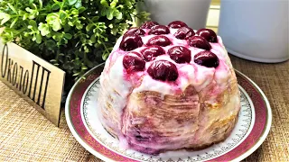 Без возни с тестом готовим вкусный творожный пирог-запеканку с вишней🍒