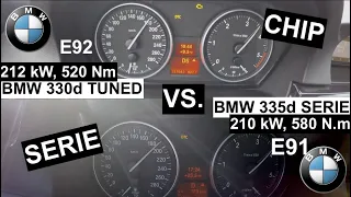 BATTLE 0-220 km/h | BMW 335d 210 kW vs BMW 330d 212 kW (CHIP)